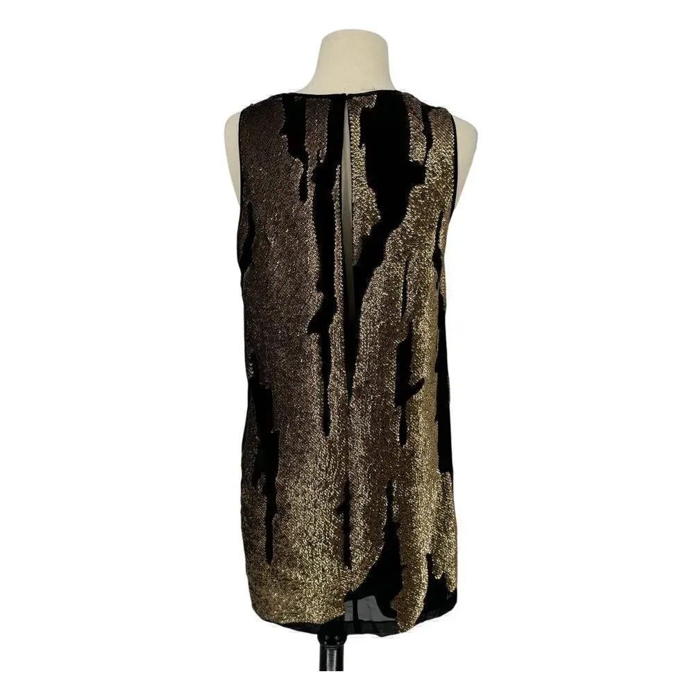 Elegant Black and Gold Sleeveless Dress - Picture 2 of 5